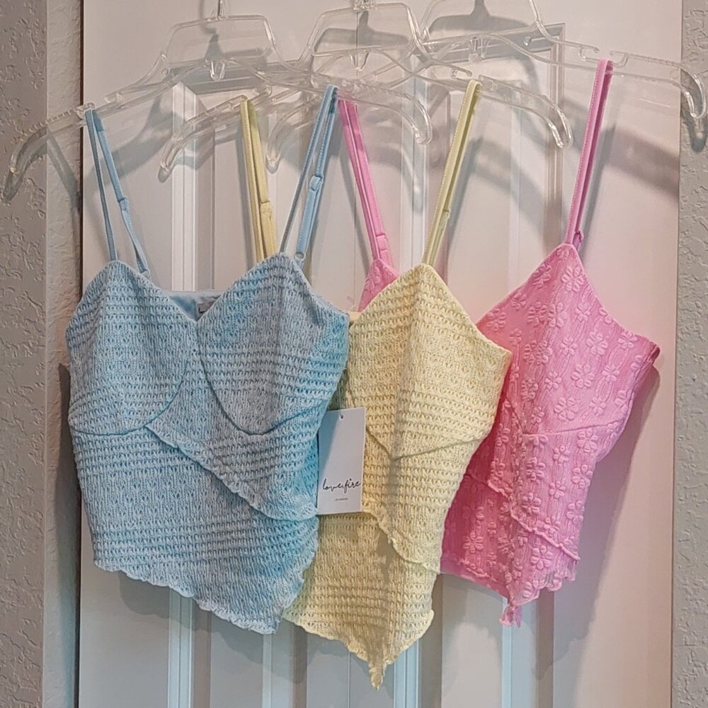 LOT of 3 Love Fire Knit Asymmetrical Tiered Tank Tops Jr.'s Size S/P